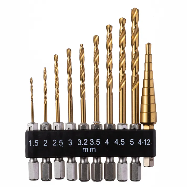 チタンコートドリル ステップドリル 鉄工用 9段 10本組