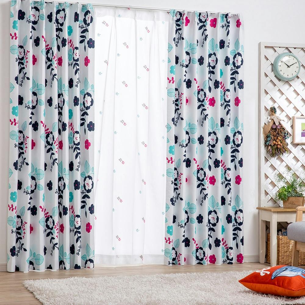 遮光カーテン ブルーム ピンク 100×210cm 2枚組 | カーテン・カーテン