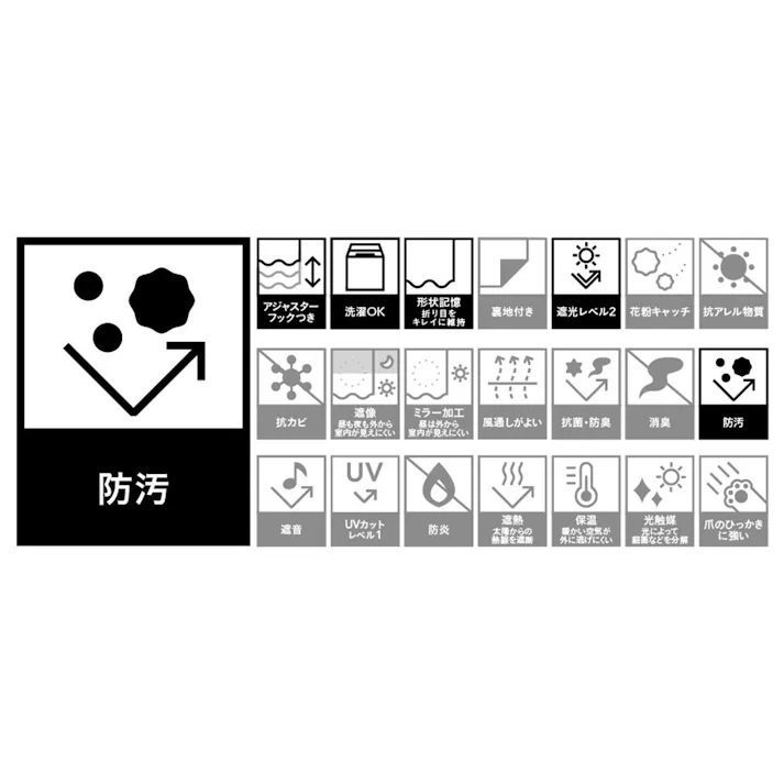 汚れがつきにくい遮光カーテン クリーンストライプ 100×135cm 2枚組