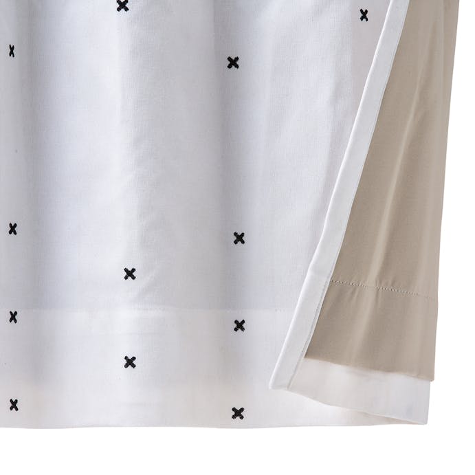 遮光裏地付きカーテン ステッチ アイボリー 100×135cm 2枚組