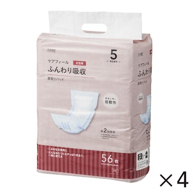 【ケース販売】CAINZ ケアフィール ふんわり吸収 尿とりパッド 女性用 56枚×4個