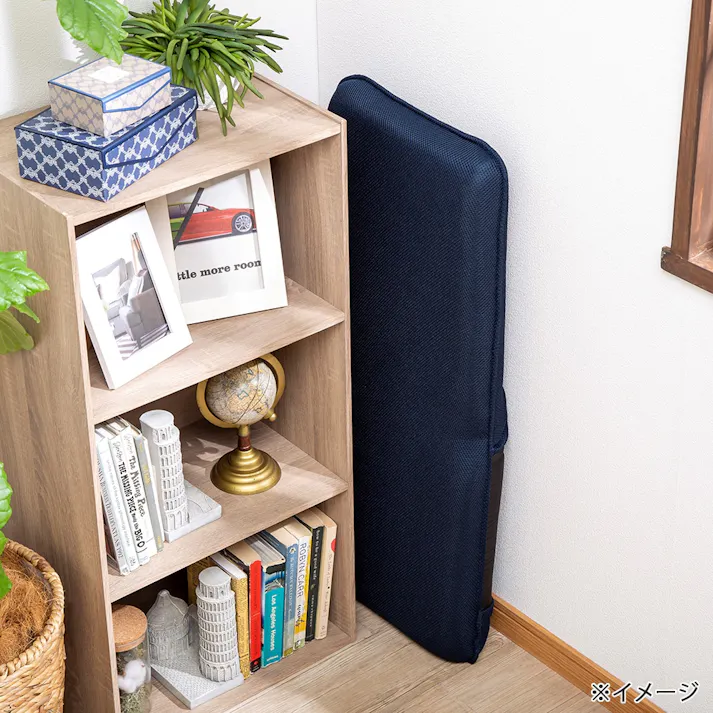 リクライニングできるコンパクト座椅子 ネイビー 幅40cm 奥行45~87cm 高さ11cm 日本製 フルフラット リビング