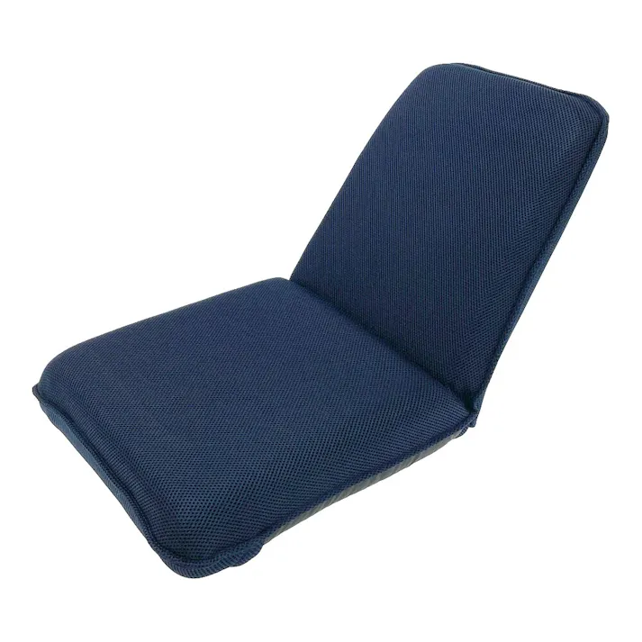 リクライニングできるコンパクト座椅子 ネイビー 幅40cm 奥行45~87cm 高さ11cm 日本製 フルフラット リビング