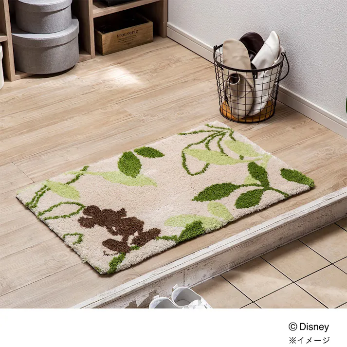 玄関マット ミッキー&リーフ グリーン 50×80cm