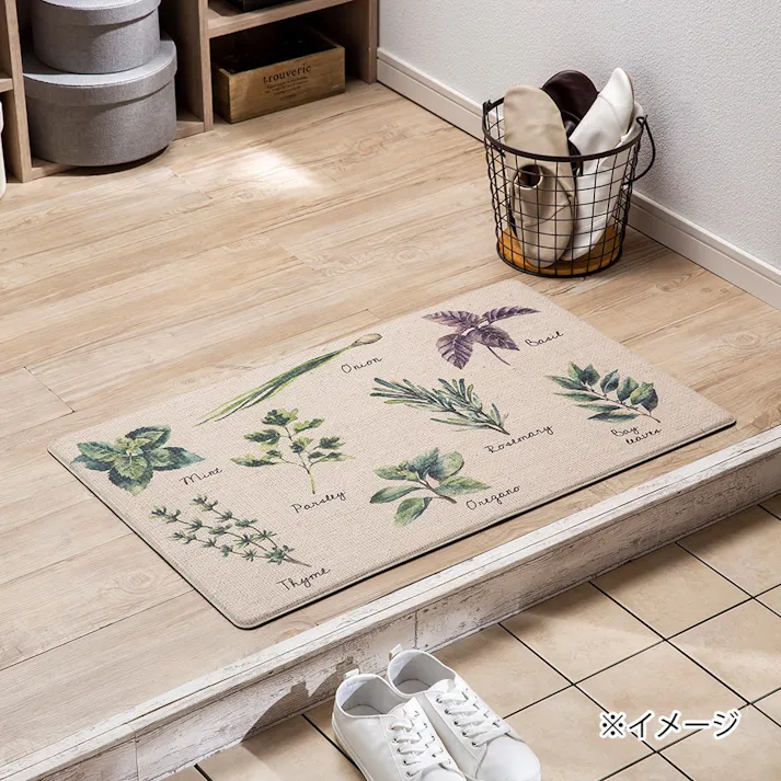 ずれにくいPVC玄関マット ボタニカル 50×80cm