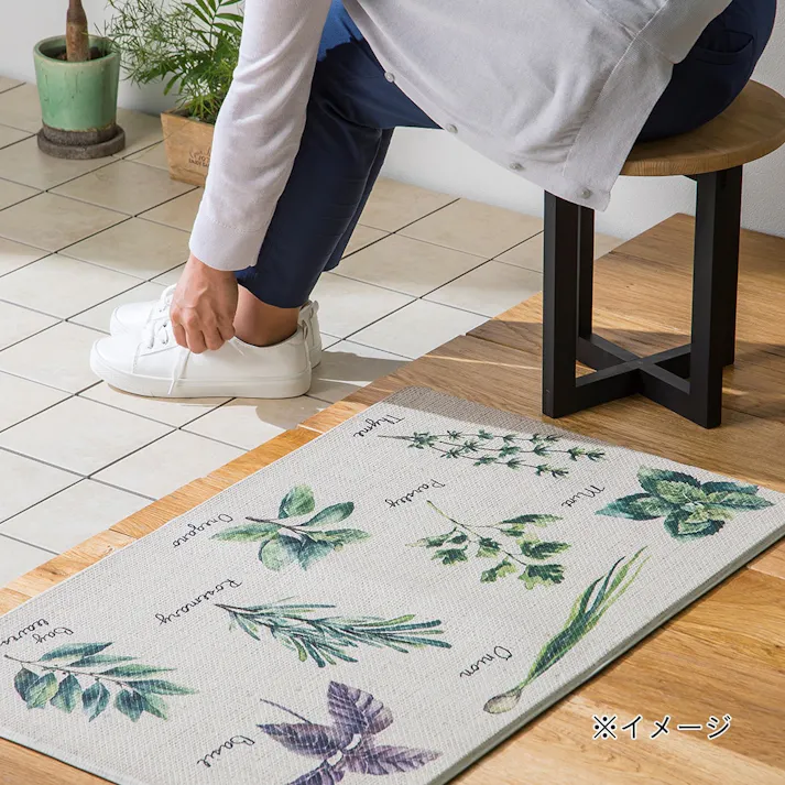 ずれにくいPVC玄関マット ボタニカル 50×80cm