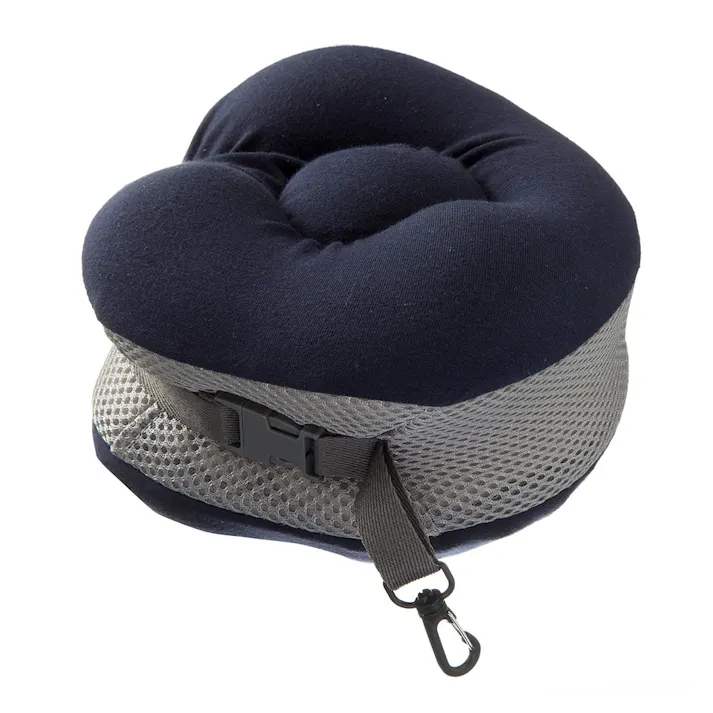 コンパクトに収納できる低反発ネックピロー ネイビー/グレー