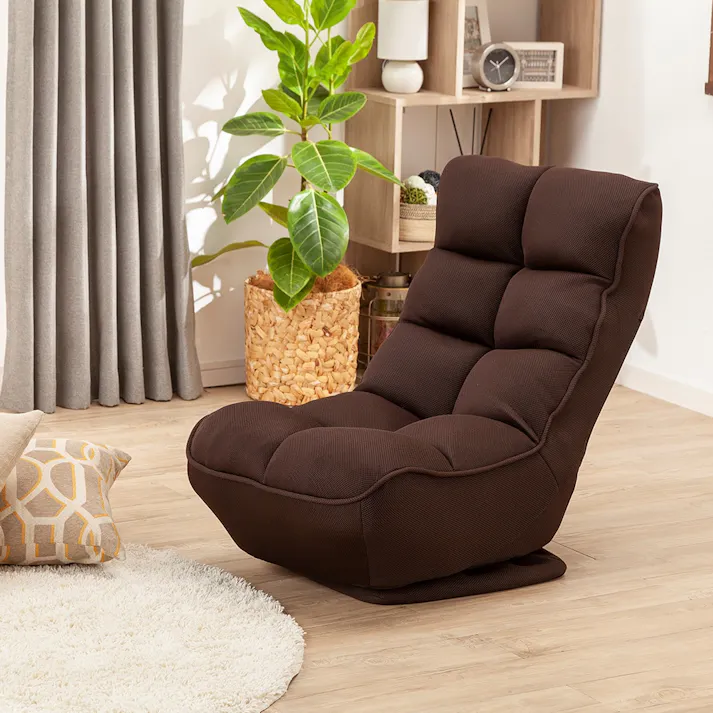 テレビが見やすく立ち座りがしやすい回転座椅子 ブラウン 幅50cm 奥行65~112cm 高さ47~82cm リクライニング 一人掛けソファ