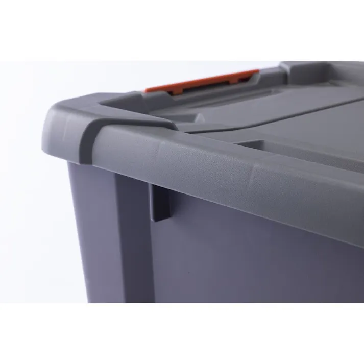 Kumimoku バックル付きストッカー 浅型 グリーン/グレー 幅30.8cm 奥行45cm 高さ16.9cm