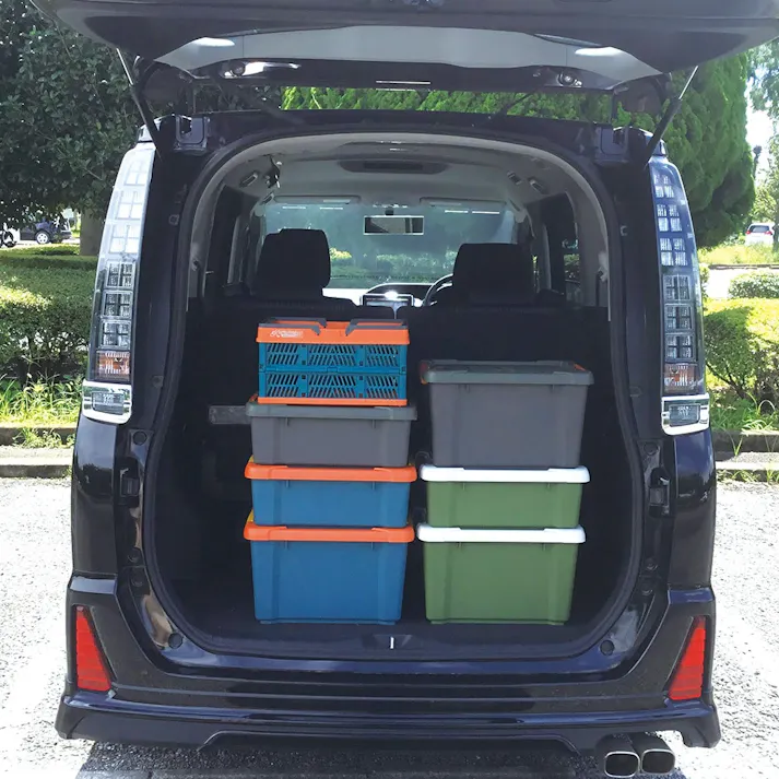 Kumimoku バックル付きストッカー 浅型 グリーン/グレー 幅30.8cm 奥行45cm 高さ16.9cm