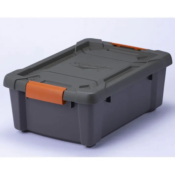 Kumimoku バックル付きストッカー 浅型 グリーン/グレー 幅30.8cm 奥行45cm 高さ16.9cm