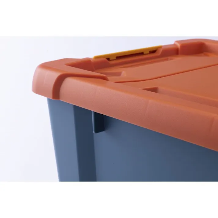 Kumimoku バックル付きストッカー 浅型 オレンジ/ブルー 幅30.8cm 奥行45cm 高さ16.9cm