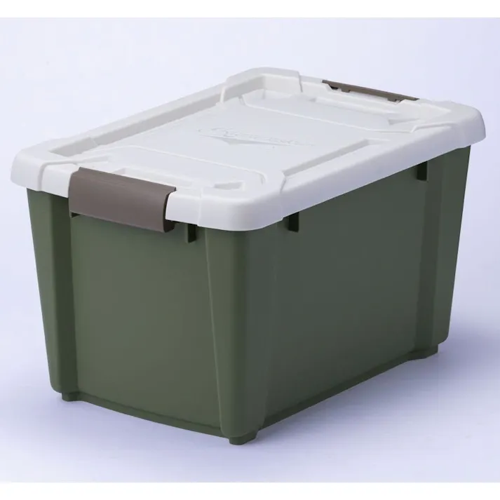 Kumimoku バックル付きストッカー 深型 ホワイト/カーキ 幅30.8cm 奥行45cm 高さ26.4cm