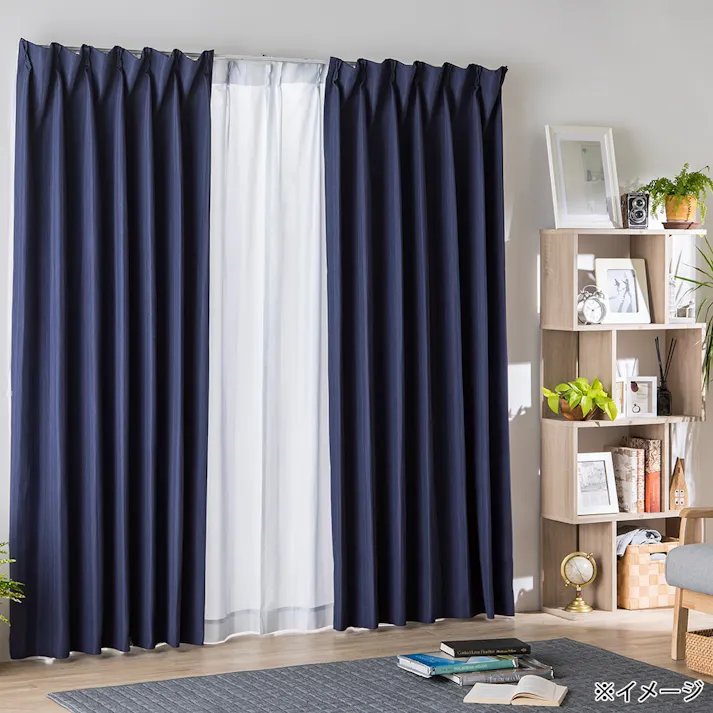 遮光カーテン &Pet ソード ネイビー 100×135cm 2枚組