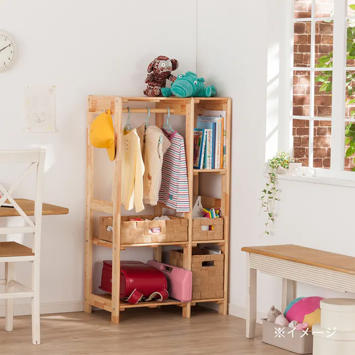木製ワードローブ 棚付き