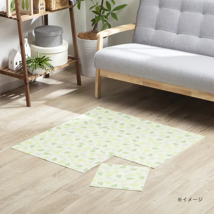 洗える吸着マット9枚組 モンステラ グリーン 29×29