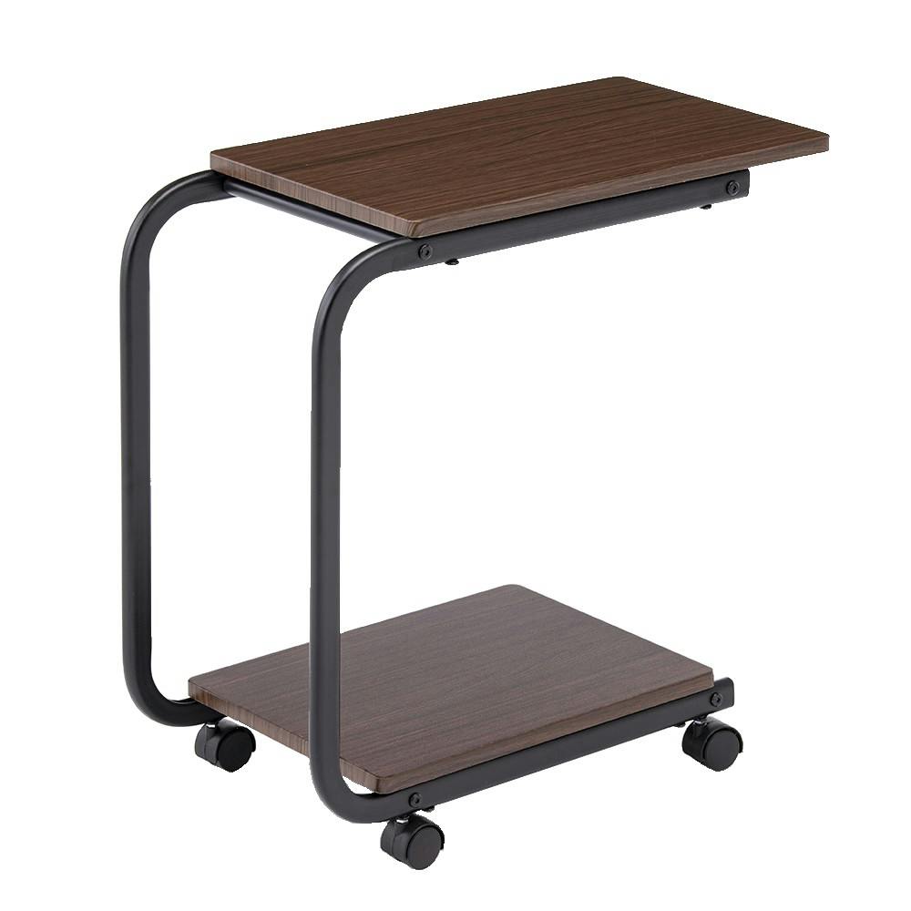 キャスター付きベッドサイドテーブル ブラウン | テーブル・机 通販