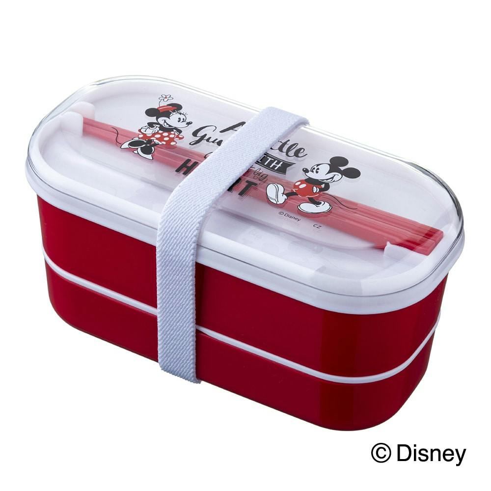 新品　2段お弁当箱　袋　箸　ミッキーマウス