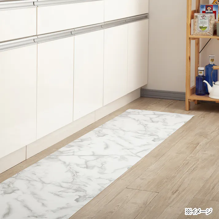 防炎抗菌吸着 ずれにくい キッチンマット マーブル 45×180cm