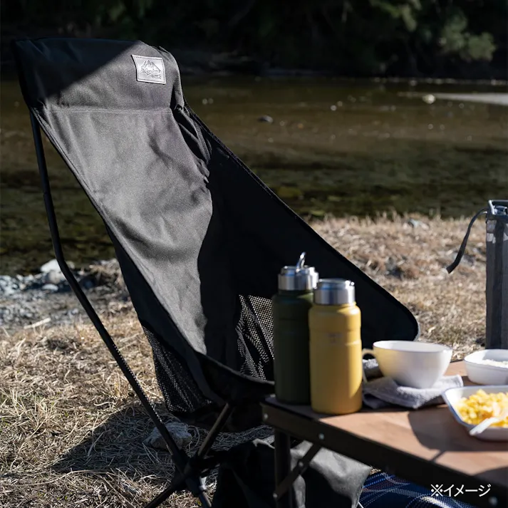 カインズ 持ち運びに便利なリラックスハイバックチェア ブラック