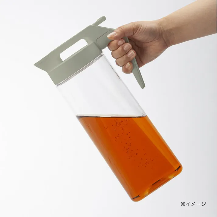 持ちやすいワンプッシュ冷水筒 2.1L グレー