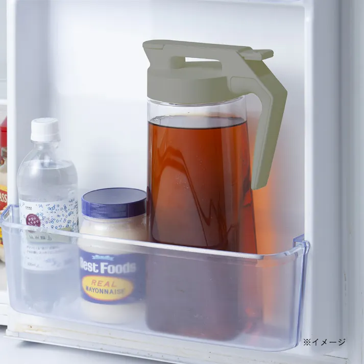 持ちやすいワンプッシュ冷水筒 2.1L グレー