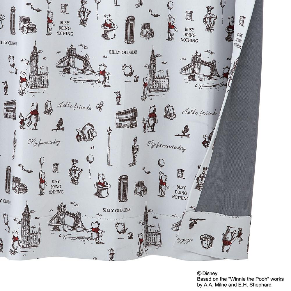 遮光性カーテン くまのプーさん／ロンドン 100×178cm 2枚組【別送品】