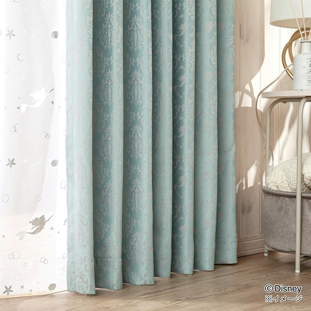 アリエル カーテン 裾フリル付きプリントレースカーテン「アリエル」（ディズニー