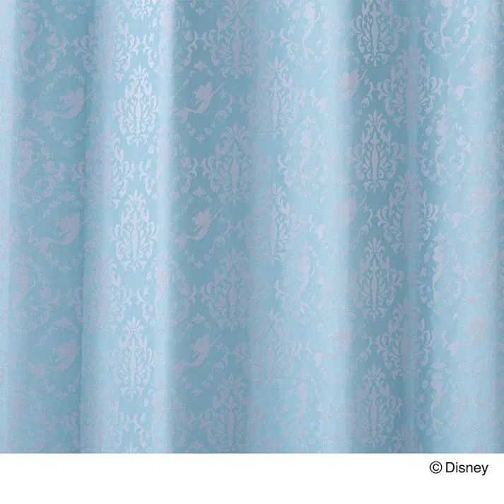 ディズニー カーテン アリエル 100×135cm 2枚組 洗濯OK 形状記憶 遮光99.86% 裏地付き タッセル付き【別送品】