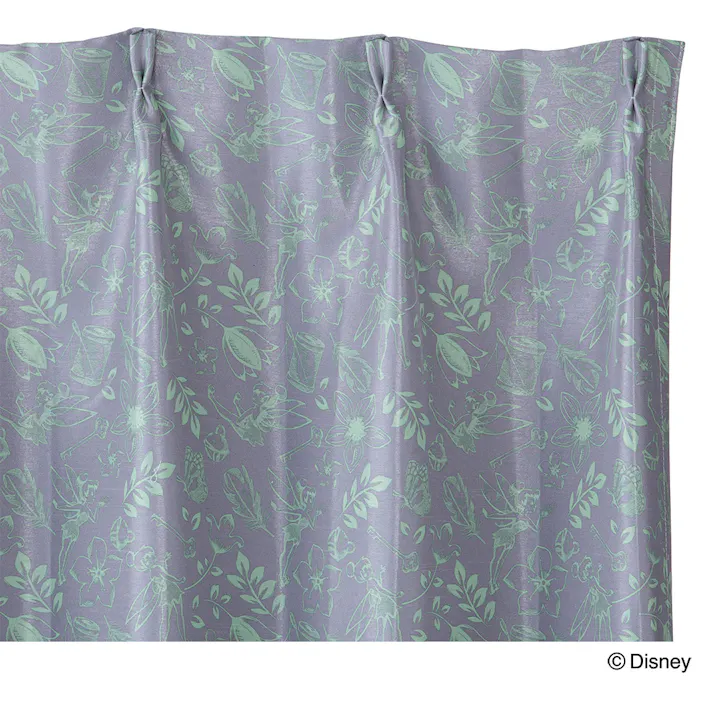 ディズニー カーテン ティンカーベル 100×135cm 2枚組 洗濯OK 形状記憶 遮光99.88% タッセル付き【別送品】