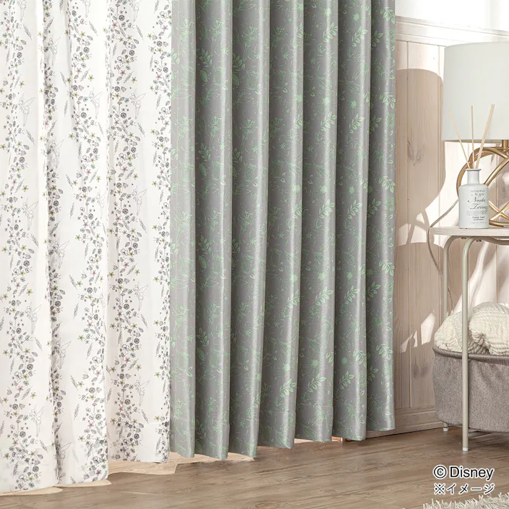 ディズニー カーテン ティンカーベル 100×178cm 2枚組 洗濯OK 形状記憶 遮光99.88% タッセル付き【別送品】