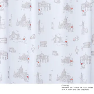 ディズニー レースカーテン くまのプーさん ロンドン 100×175cm 2枚組 洗濯OK【別送品】