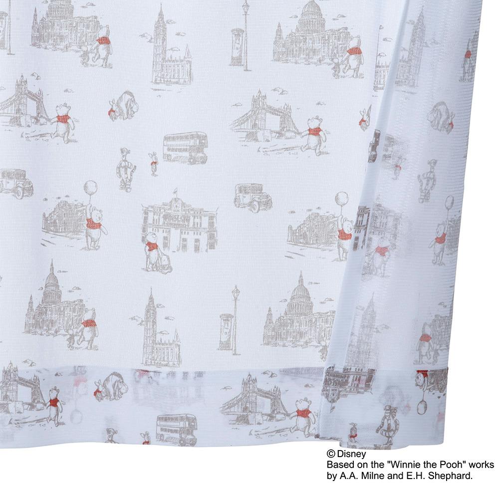 ディズニー レースカーテン くまのプーさん ロンドン 100×175cm 2枚組