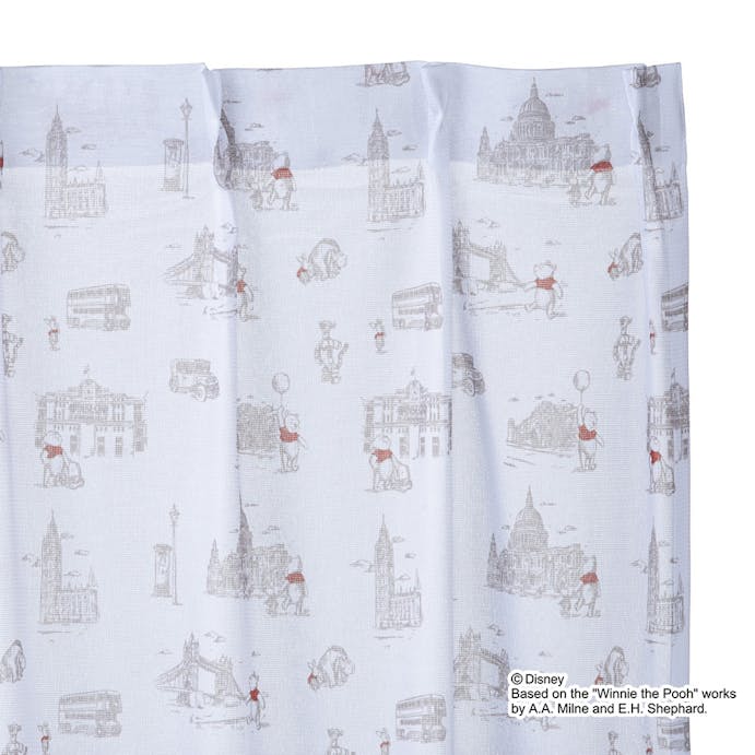 ディズニー レースカーテン くまのプーさん ロンドン 100×228cm 2枚組 洗濯OK【別送品】