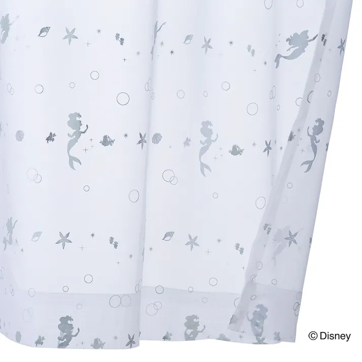 ディズニー レースカーテン アリエル 100×133cm 2枚組 洗濯OK【別送品】