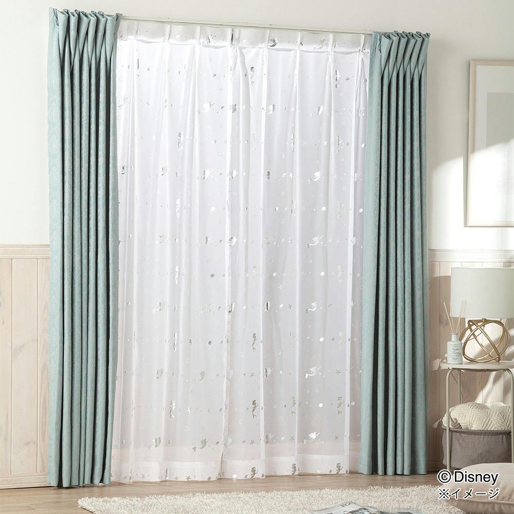 アリエル カーテン ディズニー レースセット ディズニー レースカーテン アリエル 100×133cm 2枚組 洗濯OK【別送品