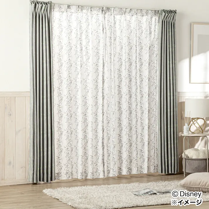 ディズニー レースカーテン ティンカーベル 100×198cm 2枚組 洗濯OK【別送品】