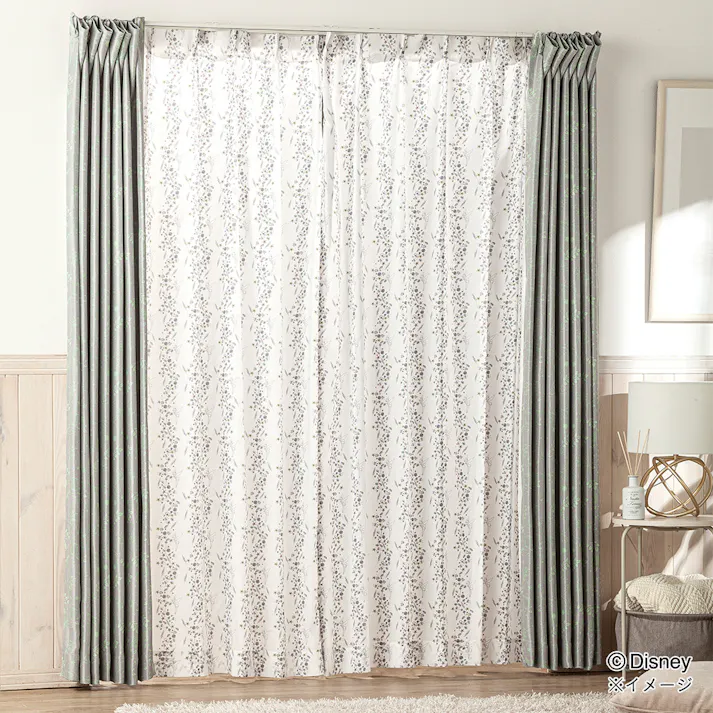 ディズニー レースカーテン ティンカーベル 100×208cm 2枚組 洗濯OK【別送品】