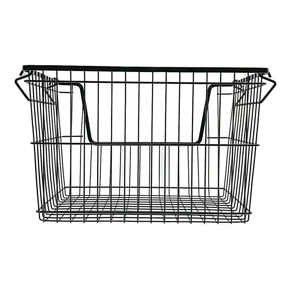 スチールバスケット 前開き ブラック | カラーボックス・インナー