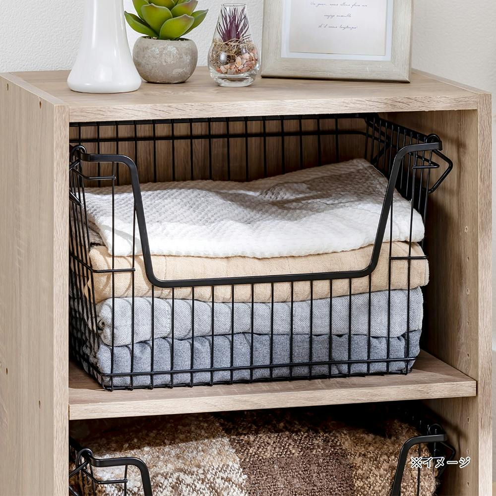 スチールバスケット 前開き ブラック | カラーボックス・インナー