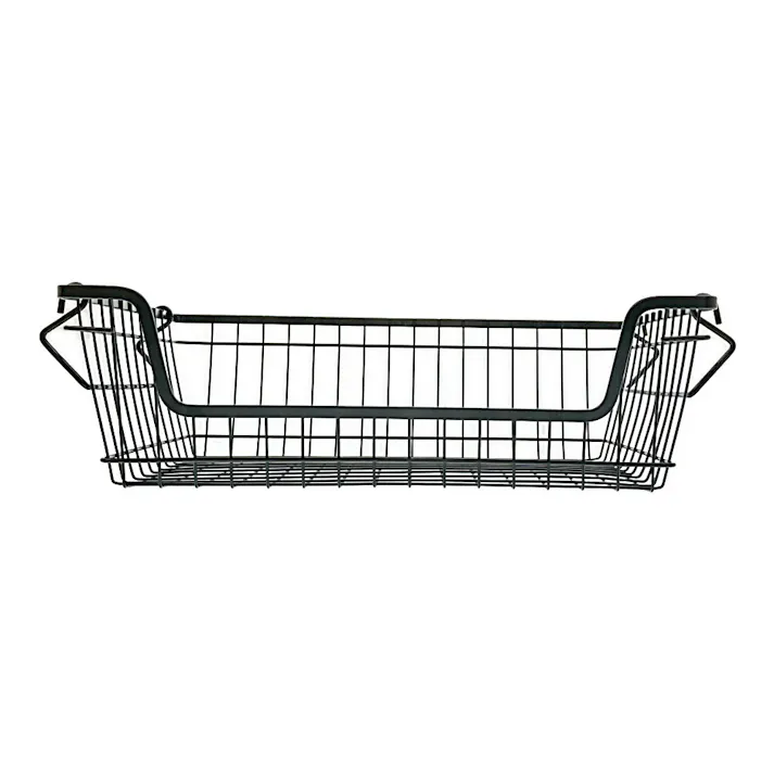 スチールバスケット 前開き浅型 ブラック