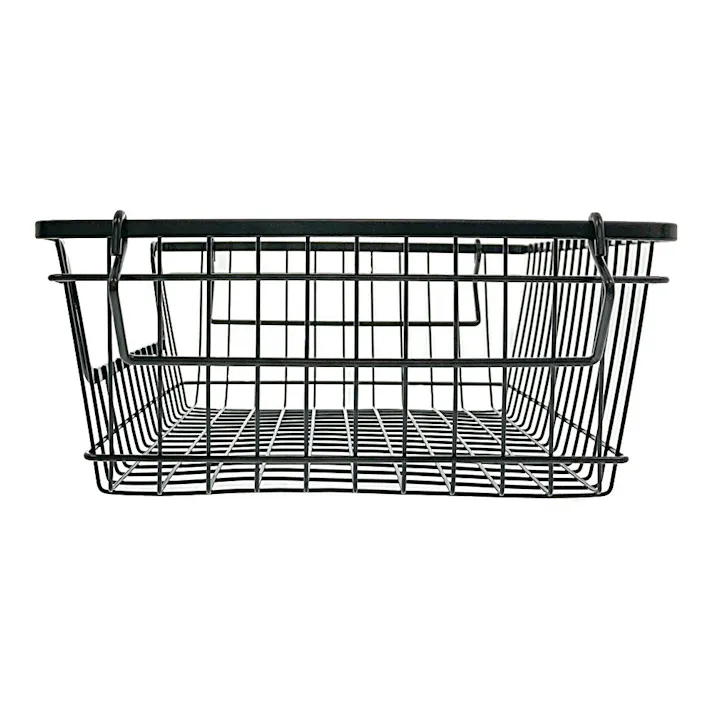 スチールバスケット 前開き浅型 ブラック