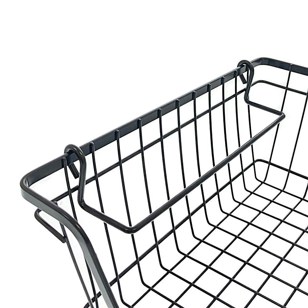 スチールバスケット 前開き浅型 ブラック | カラーボックス・インナー