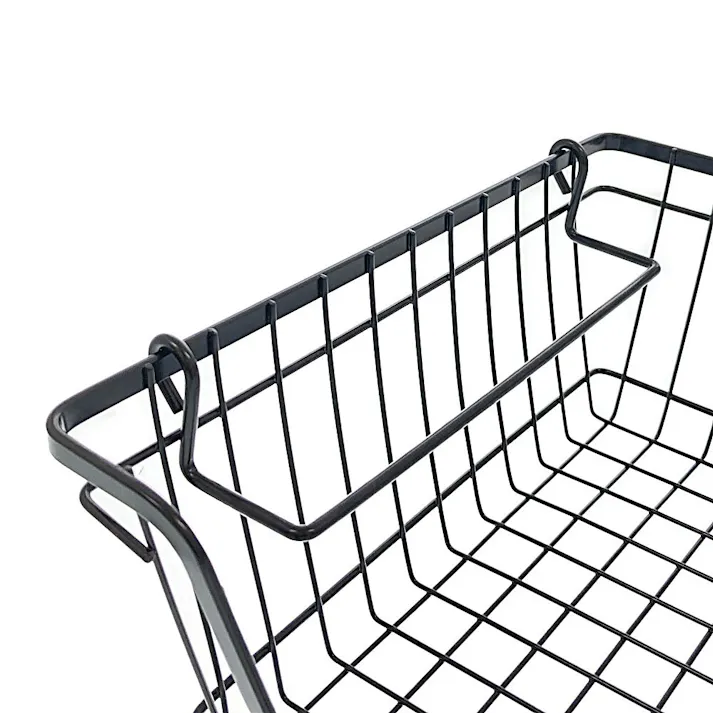 スチールバスケット 前開き浅型 ブラック