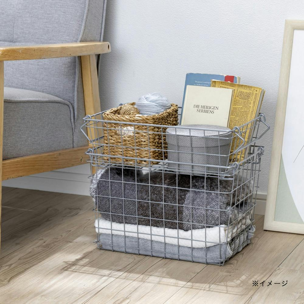 スチールバスケット 浅型 シルバー | カラーボックス・インナー