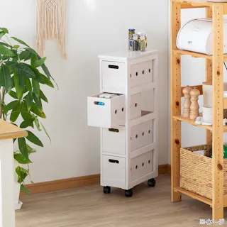 I2 キッチンストッカー4段スリム ホワイト 幅20cm