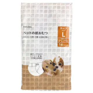 カインズ ペットの紙おむつ Lサイズ 16枚入り 犬用 適応体重9~14kg 面テープ付き らくらく装着 つけ直し簡単(販売終了)