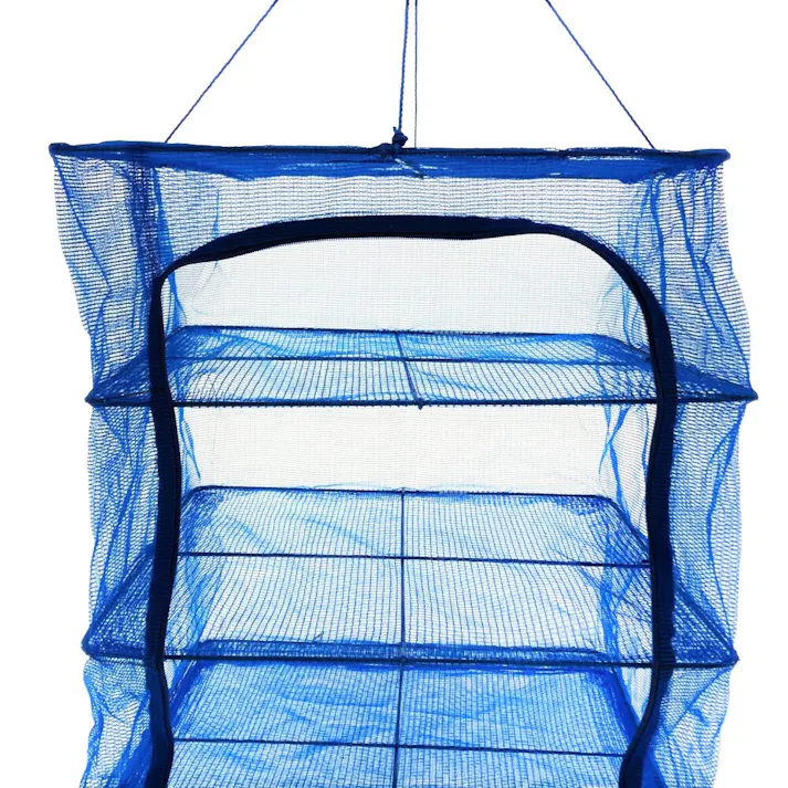3段式もの干しネット ブルー 45×45×55cm