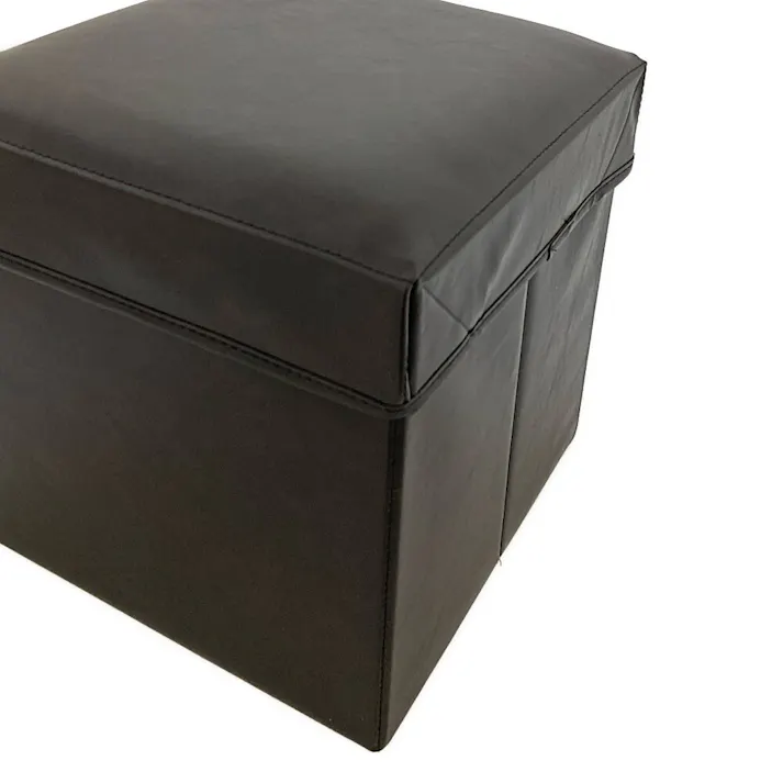 収納スツール ブラックレザー 32×32×31cm