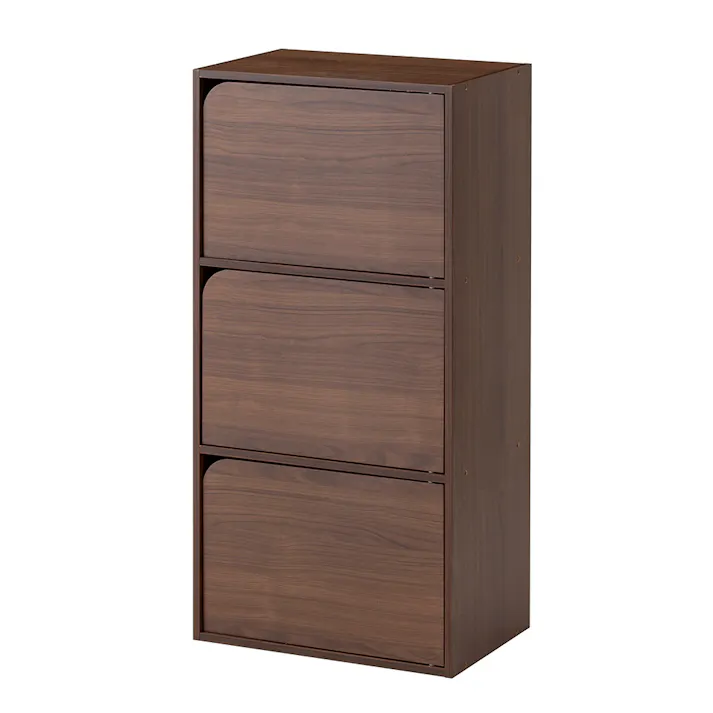 ドア付き 収納ボックス 3段 ブラウン S46